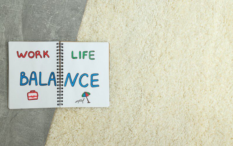 A drawing that depicts a good, happy balance of work and life.