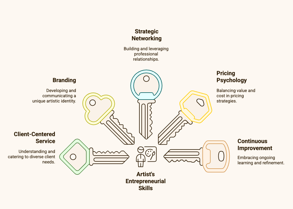 An infographic showing five keys to an artist's entrepreneurial success. A full transcript of the five keys follows.