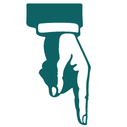 A hand pointing downward.